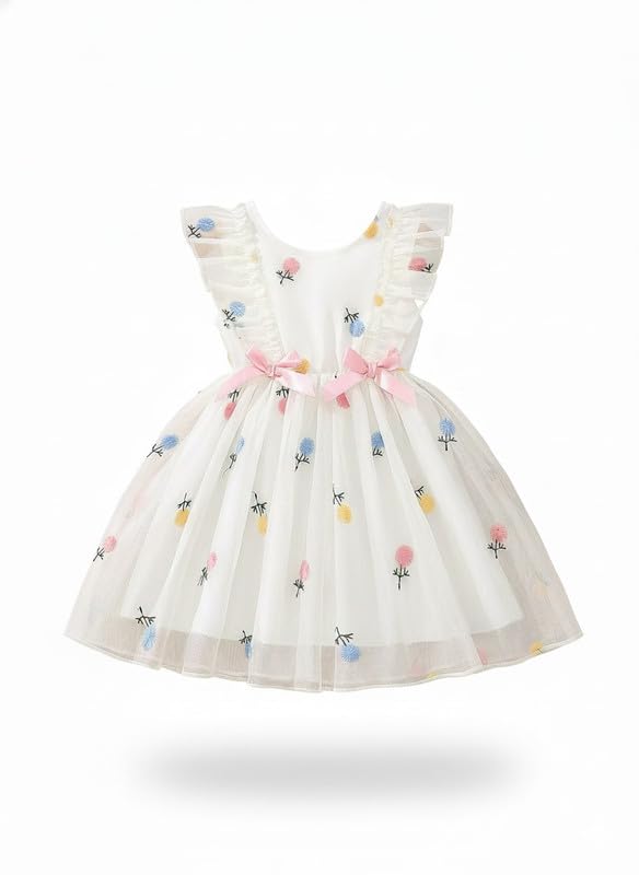 Image of Niren Enterprise Printed Knee Length Sleeveless Round Neck Stylish Girls Party Dress