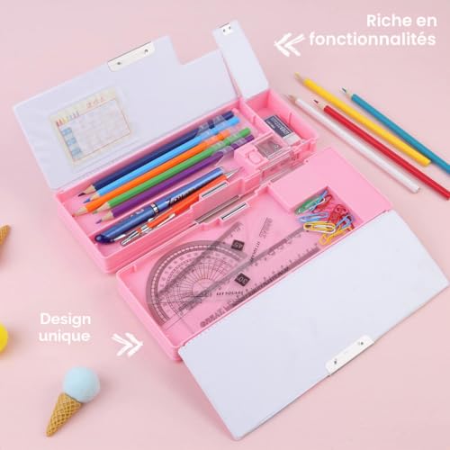LilyBeauty Trousse à crayons multifonction pop-up pour filles et garçons, jolie boîte à crayons de dessin animé avec taille-crayon Bear – vue 2