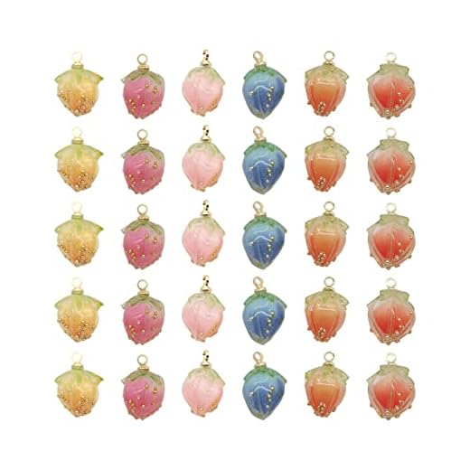 30Pcs Epoxy Resin Flower Bud Charm Pendants, Handmade Natural Real Dried Flower Pendants Transparent Clear Epoxy Resin Pendants with Brass Hole for DIY Earrings Bracelet Necklace Jewelry Accessories