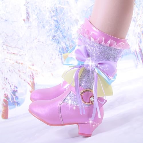 IWIHMIV Girls High Boot Lightweight Fashion Girls Riding Boots with Side Zipper Low Heel Warm Winter Booties for Toddler4