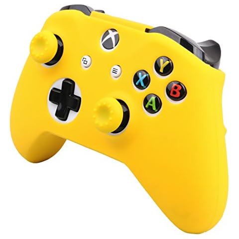 Pandaren® silicone cover skin anti-slip ONLY for Xbox One S / Xbox One X controller x 1(yellow) + thumb grips x 2 Cover