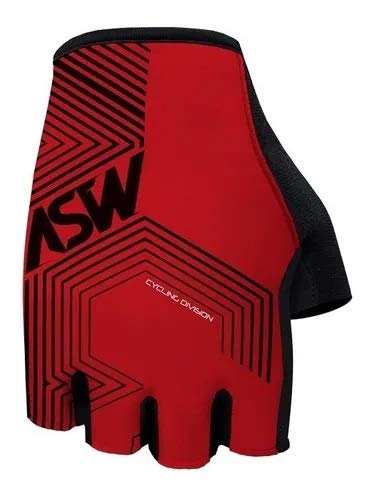 Luva Bike Asw Flex Polygon Meio Dedo Femi Vermelha