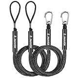 Bungee Boat Dock Line mit 316 Edelstahlclip Bootszubehör,213cm Anlegeleine für Boote, PWC, Kajak, SeaDoo, Jetski, Ponton, Motorboot Integrierter Snubber(2 Stück Schwarz)