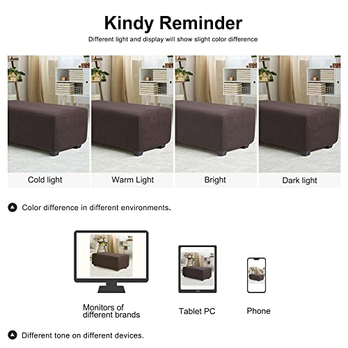 PiccoCasa High Stretch Stool Cover with Elastic Bottom, Soft Slipcover Jacquard Fabric Small Checks Rectangle Storage Stool Cover Furniture Covers Umber Large by PiccoCasa - Used condition - Image 8