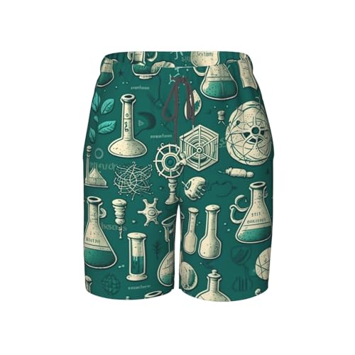 HERRECX Old Chemistry Laboratory Science Green Boys Swim Trunks Swim Board for Teen Kid Shorts Surf Swimming Beach Trunks Medium, Black