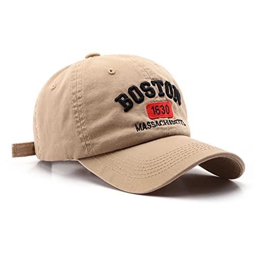 Boston Cap Unisex Baseball Cap Sun Hat Adjustable Trucker Cap (Khaki)