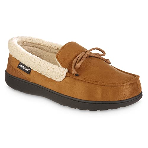 Image of isotoner Men's Indoor /Outdoor Slip-on Vincent Microsuede Moccasin Slippers With Memory Foam Comfort