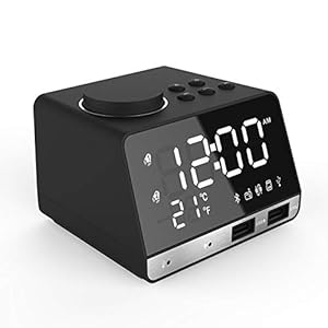 K11 Nachtkastwekkerradio, LED Bluetooth digitale klok met dubbele USB DAB/FM-radio, automatische uitschakeling, snooze, optionele alarmgeluiden, dubbele wekkerinstelling (Zwart)