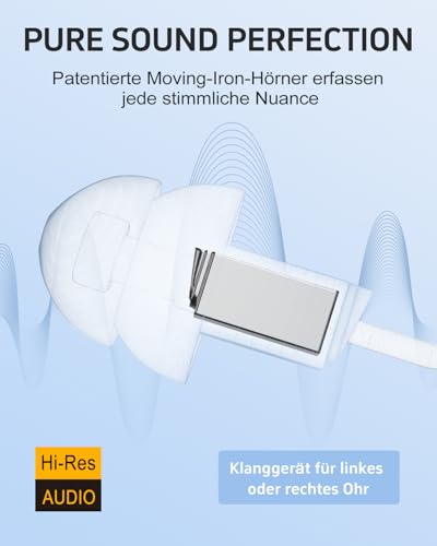 Wiederaufladbares Soundgerät mit Rauschfilter – 30h Akku – Diskretes Soundgerät für Senioren – Einfache Bedienung, Delmicure Wireless Sound-gerät mit intelligenter 1704 Zwei Geräte