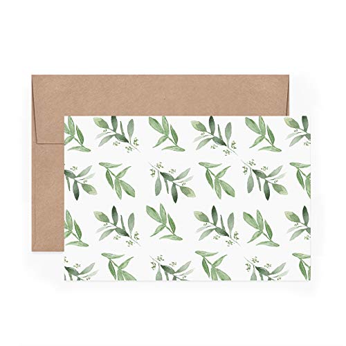 Bliss Collections Sweet Greenery All Occasion Blank Folded Cards With Envelopes, Bulk Pack Of 24 Tented Notecards, 4X6 Assorted Cards For All Occasions Stationery Set #TOP1
