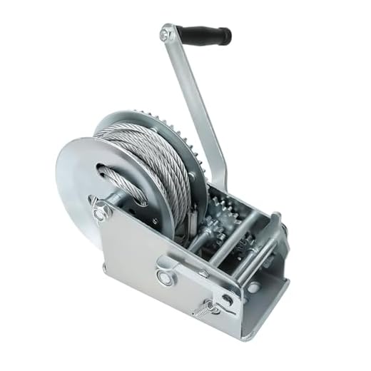 BLACKHORSE-RACING Hardened Steel Dual Gears Hand Winch, 3500lbs Hand Winch with 33FT Cable Hand Crank Manual Boat ATV RV Trailer Marine Heavy Duty Hand Winch Crank Strap Gear Ratchet