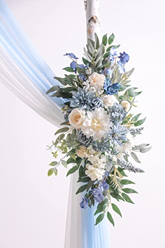Serra Flora Wedding Arch Flowers Swag With Drape Kit (Pack Of 4) - 2Pcs Artificial Flower Arrangement With 2Pcs Drapes For Wedding Ceremony Arbor And Reception Backdrop Decoration (Blue) #TOP3