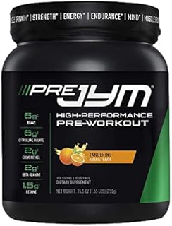 JYM Supplement Science Pre JYM Pre Workout Powder - BCAAs, Creatine HCI, Alpha-GPC, Beet Root, Citrulline Malate, Beta-Alanine, Betaine, Huperzine, and More Tangerine, 30 Servings