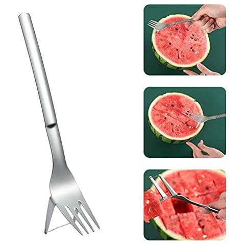 MasYosh Watermelon Slicer Cutter, 2-in-1 Watermelon Fork Slicer, Summer Watermelon Cutting Artifact, Stainless Steel Fruit Forks Slicer Knife for Family Parties Camping Cover