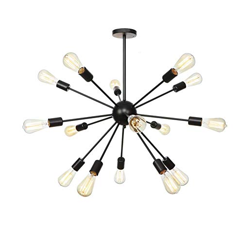 LYMSXAZOU Pendant Light Fixture - 18 Lights E27 Modern Chandelier for Kitchen, Dining Room, Hallway & Living Room Stylish Black Flush Mount Ceiling Lighting