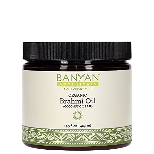 Banyan Botanicals Brahmi Oil with Coconut Base – Organic Massage Oil with Bacopa and Gotu Kola ­­– For Focus, Calm Nervous System, and Healthy Hair Growth – 14.5 oz – Non GMO Sustainably Sourced Vegan