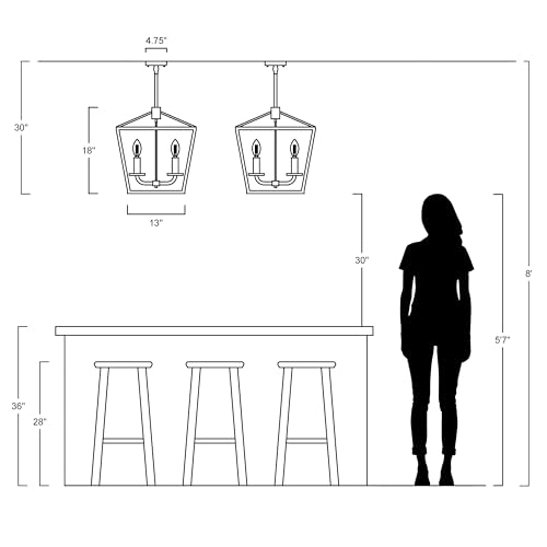 Image of JONATHAN Y Oria 4-Light Lantern Pendant 13 inch, Oil Rubbed Bronze /Faux Wood | Metal Cage Chandelier, Adjustable Downrod, Kitchen Island Foyer Entry Lighting, LED Bulbs Included