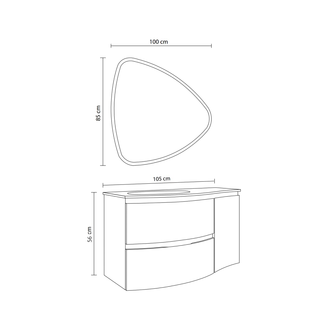 Kiamami Valentina - Mobile Bagno Sospeso 105 Cm Bianco Lucido Specchio A Goccia | Los Angeles