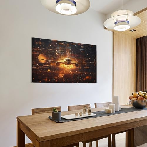 Aéronef murale impression sur toile dorée 30x45cm pour tableau déco - 3