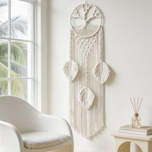 Yaxloi Baum des Lebens Traumfänger Makramee, Traumfänger Boho, Boho Wandtraumfänger, Mit dem Segen der „Bewahrung der Schönheit“ Geeignet für Schlafzimmer, Wohnzimmer und Eingangshallen