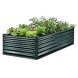 VEVOR Cama Elevada de Jardín 203 x 102 x 46 cm Rectangular, Verde Oscuro