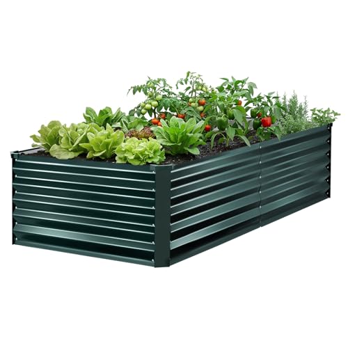 VEVOR Fioriera Rialzata in Metallo Zincata 2030x1020x460 mm, Aiuola Rialzata per Giardinaggio Rettangolare da Esterno Fioriera Rialzata Coltivazione Fiori Verdure Piante Orto Balcone Giardino