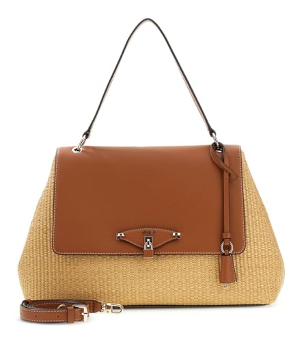 Sac à épaule bandoulière GUESS Maggie en paille beige et cuir marron