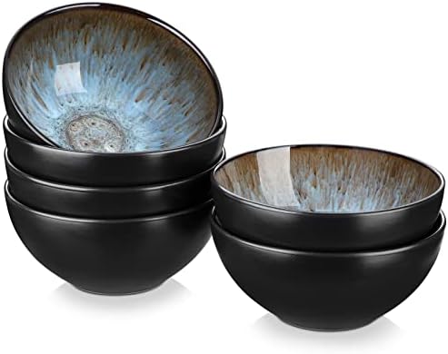 vancasso Bubble 12 Ounce Cereal Bowls, 4.5 Inch Stoneware Soup Bowls, Brown Bowl Sets of 6, Dishwasher & Microwave Safe