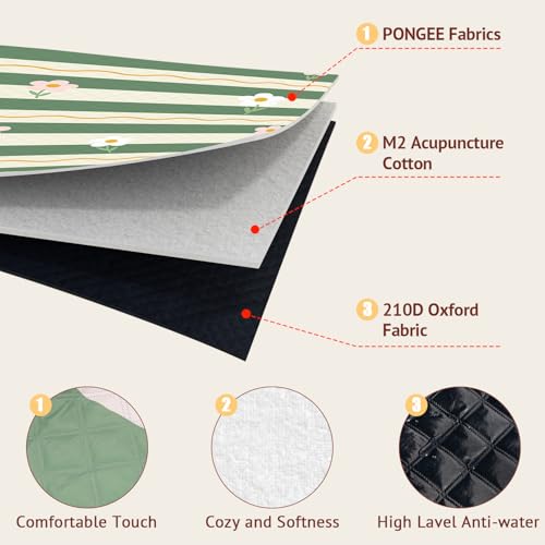 LARUTAN Picknickdecke XXL wasserdicht 200x300 – Provence Design, extra große Picknickdecke gepolstert & isoliert, waschbare Stranddecke sandfrei für Camping, Garten & Outdoor