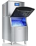 Leacco Commercial Ice Maker Machine 600LBS/24H with 400LBS Stainless Steel Storage Bin, Large Industrial Ice Maker, Air Cooled Modular Ice Cube Machine, Self-Cleaning Mode, 1200W