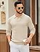 COOFANDY Long Sleeve Polo Sweaters for Men Casual Knitted Sweater Collared Fashion Golf Pullover, Beige, M