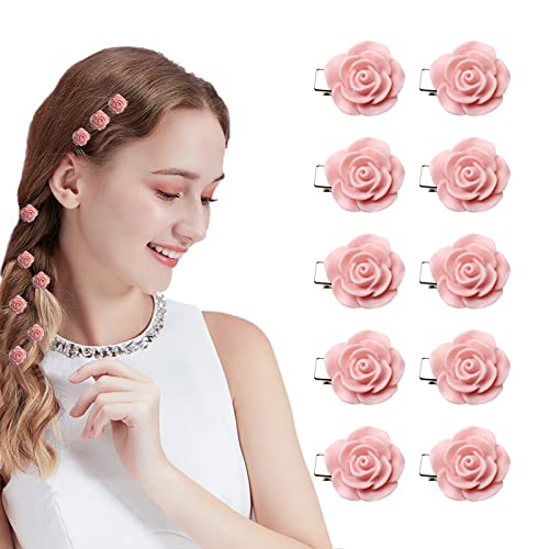 Kavya Pince Cheveux Mariage, Rose Fleurs Accessoire Cheveux, Petites Fleurs Cheveux Mariage, Bijoux Cheveux Mariage (10 Pcs rose)