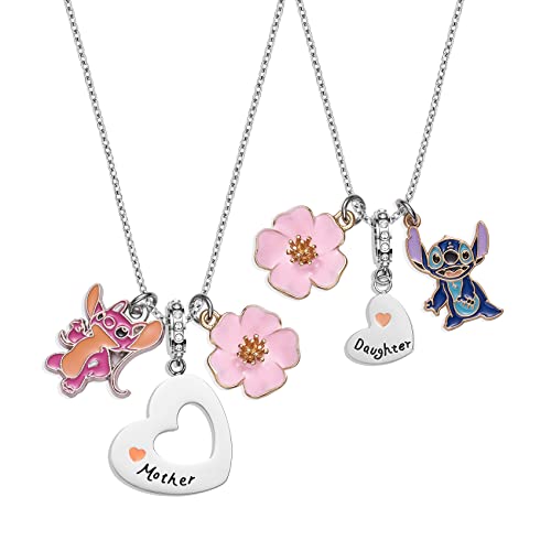 Melix Hem stygn gåvor mamma dotter halsband Lilo och Stich grejer present till mamma mors dag födelsedag halsband set med 2