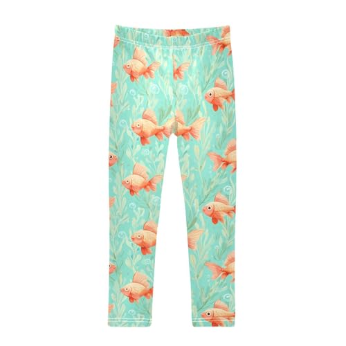 Cartoon Goldfish Girls Leggings Soft Stretch Workout Yoga Dance Pants for Kids Casual Tights