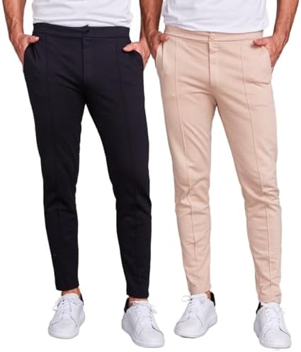 kit 2 Calça Alfaiataria Moletinho Masculina Slim Premium