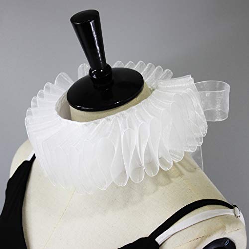 ATATMOUNT Womens Renaissance Elizabethan Ruffled Fake Collar Chiffon White Clown Neck Ruff Vintage Victorian Halloween Cosplay Costume Accessories steampunk buy now online ATATMOUNT Womens Renaissance Elizabethan Ruffled Fake Collar Chiffon White Clown Neck Ruff Vintage Victorian Halloween Cosplay Costume Accessories steampunk buy now online
