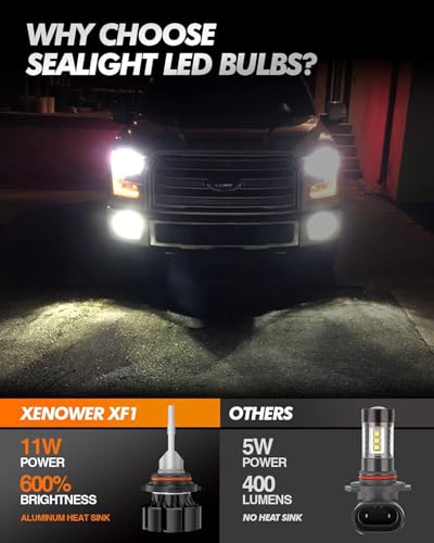 Image of SEALIGHT H10 9140 9145 LED Fog Light Bulbs, 600% Super Brighter 6500K Cool White 9145 9140 H10 Fog Lights Led Bulbs for Cars, Plug and Play, Pack of 2