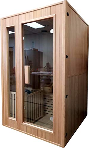 Canadian Hemlock Wood Traditional Swedish 48" 1 Or 2 Person Indoor Sauna Spa, With 6Kw Wet Or Dry Heater, Advanced Control Panel, Rocks, And Water Bucket #TOP7