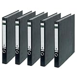 Leitz Standard-Ringordner ohne Schlitze, 5er Pack , Schwarz...