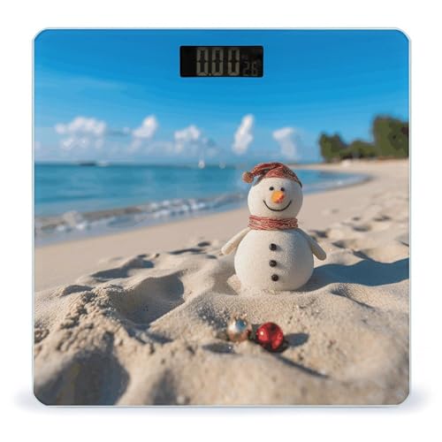 Báscula digital de baño con diseño Snowman on Beach miniatura 1