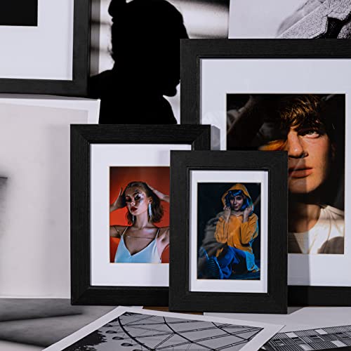 Eletecpro 8X10 Picture Frame Set Of 6, High Definition Glass - Display Pictures 5X7 With Mat And 8X10 Without Mat For Tabletop Or Wall Decor, Black #TOP5