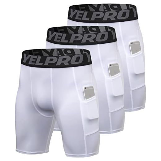Shorts de compressão masculino pacote com 3, roupa íntima de compressão dry fit, shorts de corrida de elastano para treino masculino, bolso curto atlético, 3 brancos., Medium