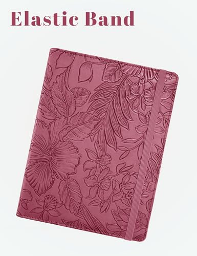 Mymazn Small Padfolio Clipboard Folder for 5x8 Inch Writing Pads, Compact A5 Portfolio for Business Office, Floral Red - Thumbnail 7