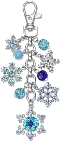 FAERLIIRY Bag Charms Christma Blue Snowflake KeyChain Key Chains Women Cute Purse Charms for Handbangs Fashion Enthusiasts Bag Accessories (Blue Snowflake) image 5