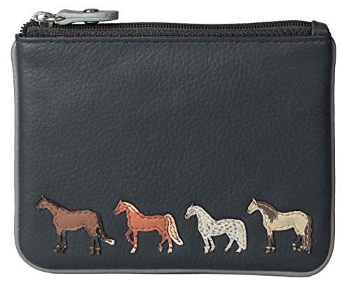 Porte-monnaie en cuir gris S petit portefeuille compact pour femme et homme