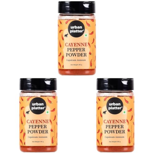 Image of Urban Platter Cayenne Pepper Powder, 80g (Bold, Fiery Heat | Essential Culinary Spice | Known to Support Heart Health & Metabolism) (Pack of 3)