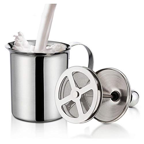 MonLiya 14 Oz Milk Frother Handheld Hot Chocolate Maker Milk Steamer Latte Machine Coffee Stirrers Drink Mixer Stainless Steel Milkshake Maker French Press Foam Maker Coffee Pot