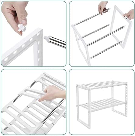 Under Sink Storage Caddy - White Adjustable and Extendable Multi Purpose Kitchen Bathroom Under Sink Rack Shelf Organiser Storage Tidy HTUK®
