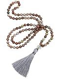 MERKMALE Material: Jaspis, Kupfer, Baumwolle - Extra Lange Kette Umfang: 105 cm - Durchmesser Perlen: 8mm – Gewicht: 105g - Design: Yogaschmuck, Buddhistischer, Tibetischer Schmuck, Buddhakette