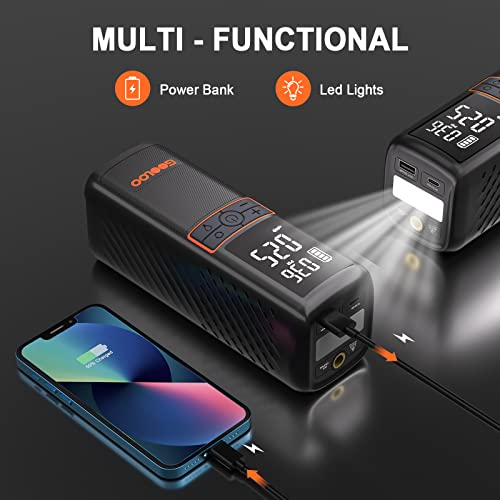 Gooloo Gt160 Tire Inflator Portable Air Compressor, 160Psi 2X Fast Portable Air Pump For Car Tires, 7500Mah Cordless Tire Pump With Led Light, Usb Qucik Charge, Auto-Shutoff, For Car Motors Bike Ball #TOP5